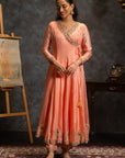 Peach Anrkali Suit Set
