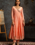 Peach Anrkali Suit Set