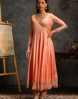 Peach Anrkali Suit Set