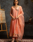 Peach Anrkali Suit Set