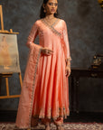 Peach Anrkali Suit Set