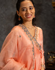 Peach Anrkali Suit Set