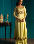 Lime Anarkali Suit Set
