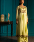 Lime Anarkali Suit Set