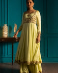 Lime Anarkali Suit Set
