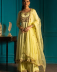 Lime Anarkali Suit Set