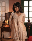 Valiqa Nude Chanderi Jacket With Bustier And Pant