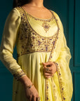 Lime Anarkali Suit Set