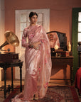 Zohra Pink Silver Silk Tissue Saree