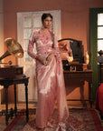 Zohra Pink Silver Silk Tissue Saree