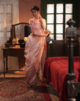 Zohra Pink Silver Silk Tissue Saree