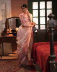 Zohra Pink Silver Silk Tissue Saree