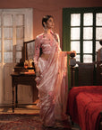 Zohra Pink Silver Silk Tissue Saree