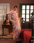 Zohra Pink Silver Silk Tissue Saree