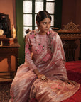 Zohra Pink Silver Silk Tissue Saree