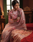 Zohra Pink Silver Silk Tissue Saree