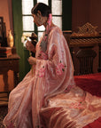 Zohra Pink Silver Silk Tissue Saree