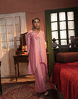 Sana Assymmetrical Flamingo Chanderi Kurta Set