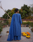 Hafsa Royal Blue Silk Chanderi Kurta Set