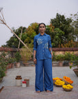 Ruhi Royal Blue Silk Chanderi Coord Set