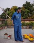 Ruhi Royal Blue Silk Chanderi Coord Set