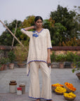 Sana Assymetrical Off White Chanderi Kurta Set