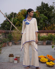 Sana Assymetrical Off White Chanderi Kurta Set