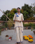 Sana Assymetrical Off White Chanderi Kurta Set