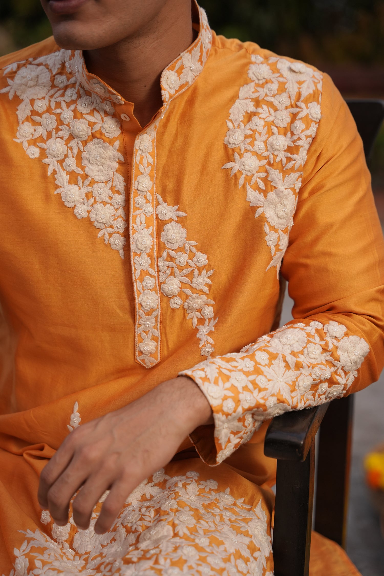 Yusuf Mustard Silk Chanderi Kurta Set