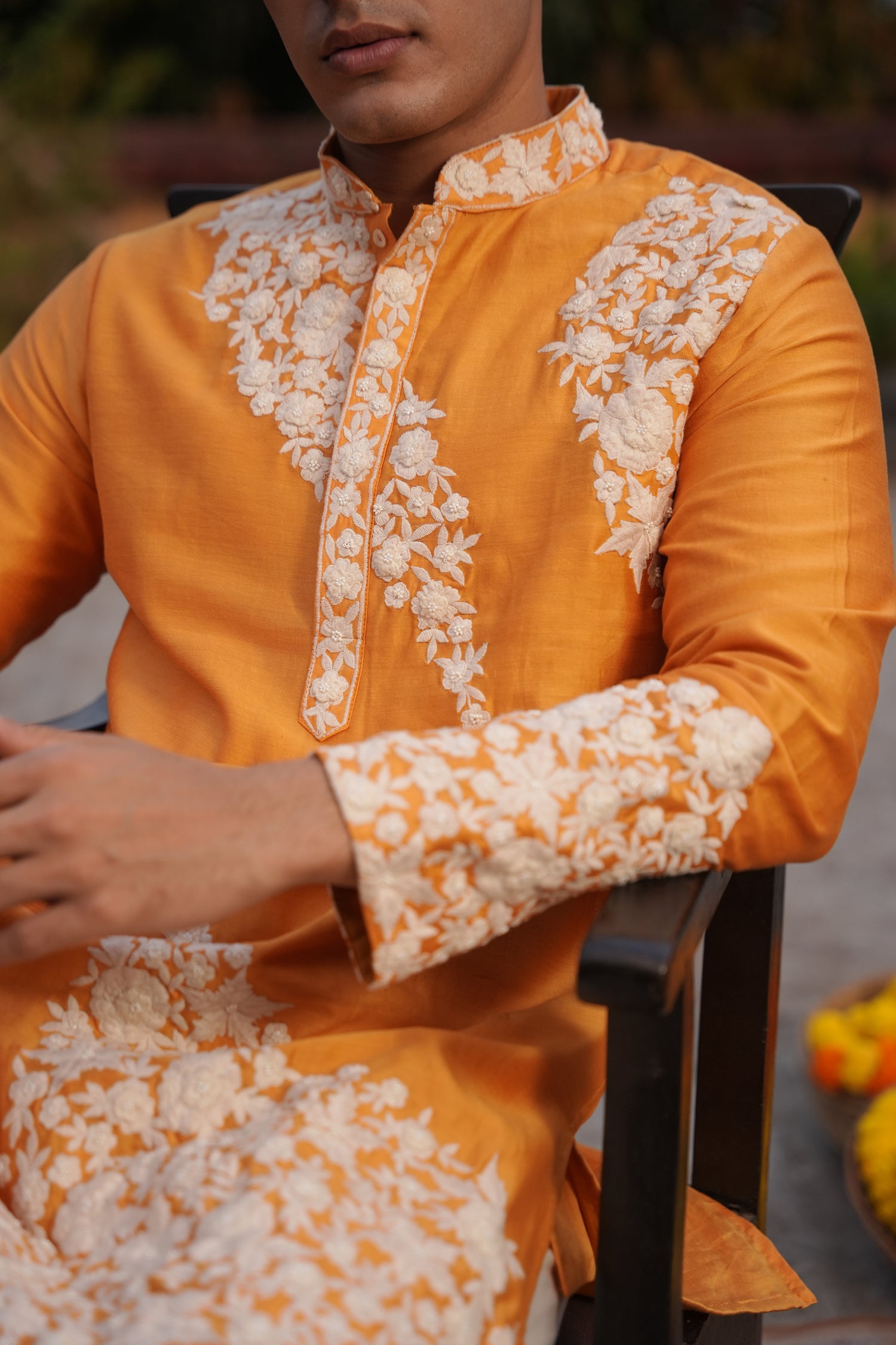 Yusuf Mustard Silk Chanderi Kurta Set