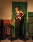 Urwa Black Drape Saree Set