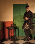 Rahim Black Silk Chanderi Kurta Set