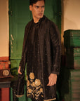 Rahim Black Silk Chanderi Kurta Set