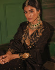 Nafisa Black Silk Chanderi Lehenga Set