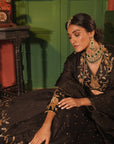 Nafisa Black Silk Chanderi Lehenga Set