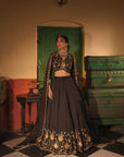 Nafisa Black Silk Chanderi Lehenga Set