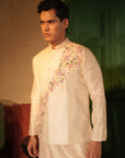 Ibrahim Off White Rawsilk Bandi Set