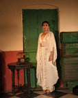 Eira Off White Georgette Cape Set