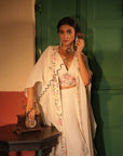 Eira Off White Georgette Cape Set