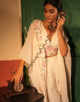 Eira Off White Georgette Cape Set