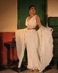Eira Off White Georgette Cape Set