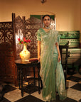 Jenna Teal Tissue Saree