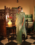 Jenna Teal Tissue Saree