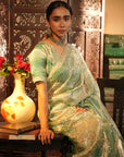 Jenna Teal Tissue Saree