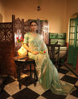 Jenna Teal Tissue Saree