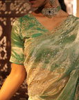 Jenna Teal Tissue Saree