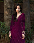 Wine Velvet Suit Set