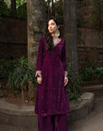 Wine Velvet Suit Set