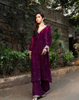Wine Velvet Suit Set