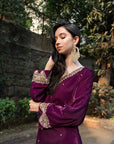 Wine Velvet Suit Set